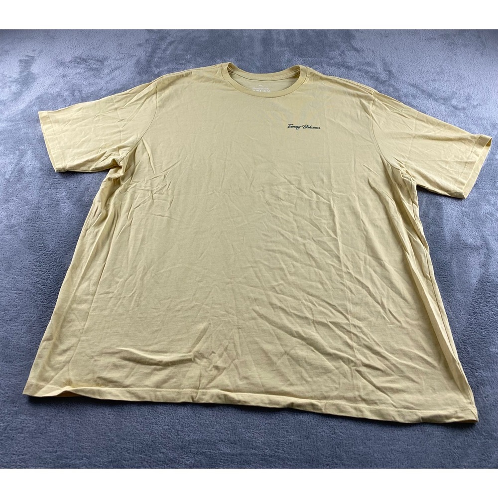 Tommy Bahama Relax Mens 3XL Yellow Short Sleeve Cotton Logo T-Shirt Big & Tall